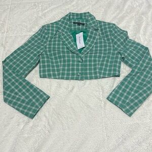 Miss Selfridge | size 2 | green cropped blazer